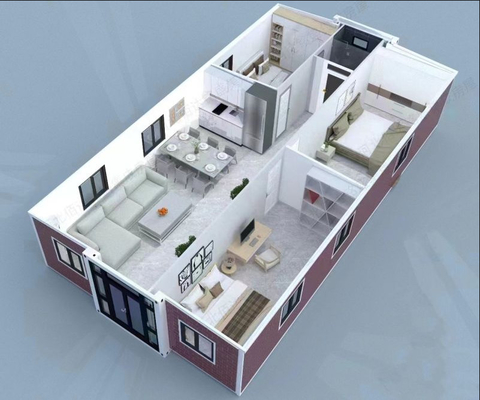 Maison de conteneurs personnalisée isolée miniature portable préfabriquée avec 1 à 6 chambres à coucher